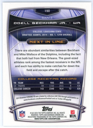 Odell Beckham Jr. 2014 Bowman Chrome Rookie Card #190