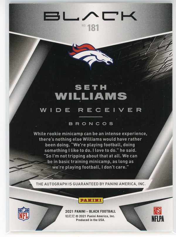 Seth Williams Autographed 2021 Panini Black Rookie Card
