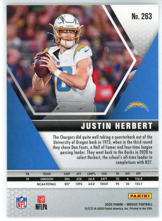 Justin Herbert 2020 Panini Mosaic NFL Debut Rookie Card #263