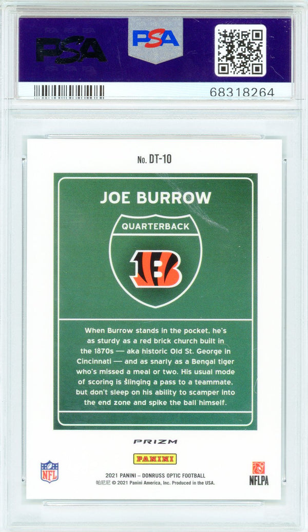 Joe Burrow 2021 Panini Donruss Optic Downtown Card #DT10 (PSA Gem MT 10)