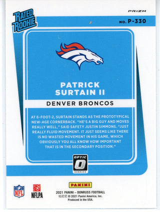 Patrick Surtain II 2021 Panini Donruss Optic Silver Prizm Rated Rookie Card #P-330