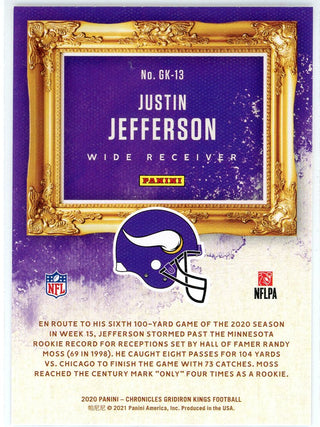 Justin Jefferson 2020 Panini Chronicles Gridiron Kings Rookie Card #GK-13