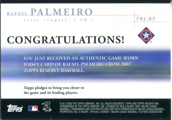 Rafael Palmeiro 2002 Topps Game Worn Jersey Card