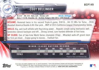 Cody Bellinger 2017 Bowman Chrome Rookie Card Back