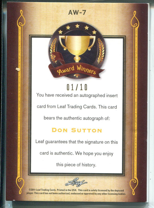 Don Sutton Autographed 2011 Leaf Award Winners Card 1/10