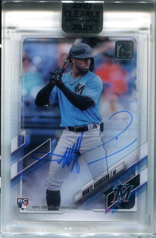 Monte Harrison 2021 Topps Clearly Authentic Autographed Rookie Card