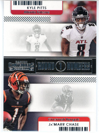 Ja'Marr Chase & Kyle Pitts 2021 Panini Contenders Round 1 Numbers Rookie Card #RN-KPI