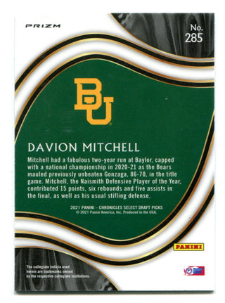 Davion Mitchell Panini Select Draft Picks #285 Refractor RC