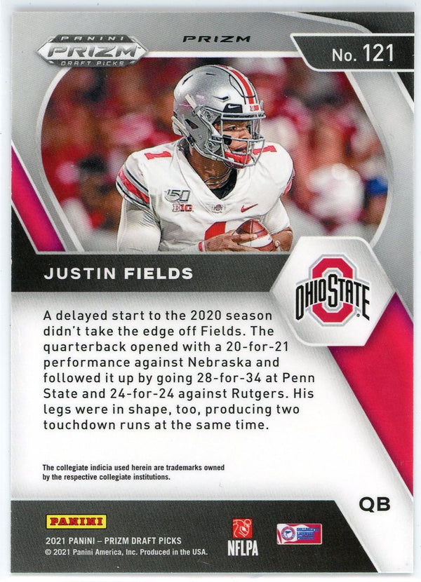 Justin Fields 2021 Panini Prizm Draft Picks Red Prizm Rookie Card #121