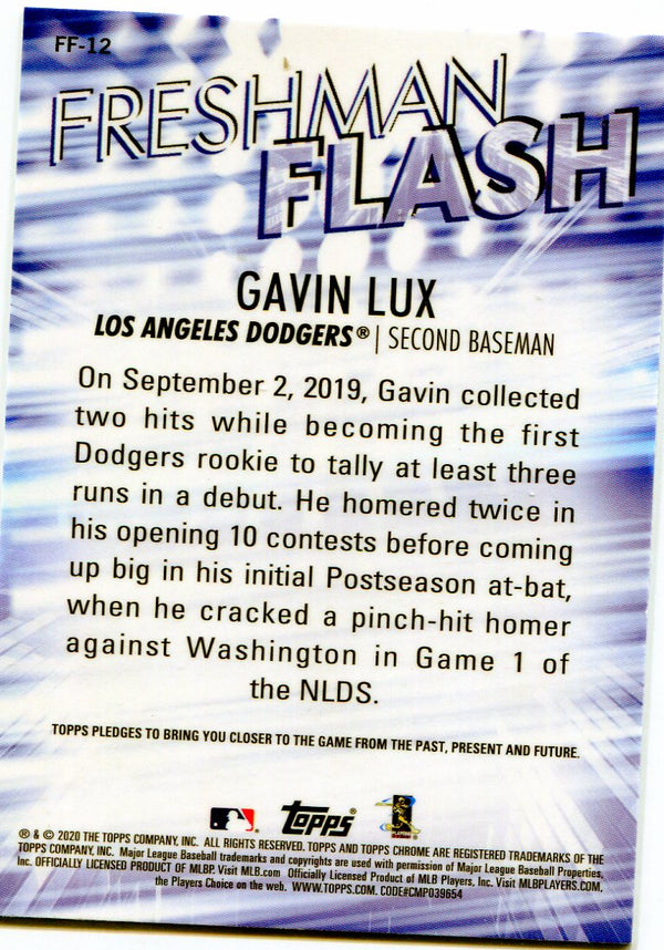 Gavin Lux 2020 Topps Chrome Freshman Flash Rookie Card