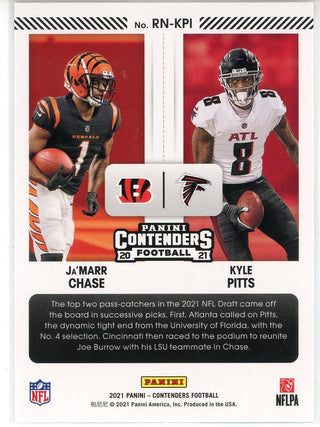 Ja'Marr Chase & Kyle Pitts 2021 Panini Contenders Round 1 Numbers Rookie Card #RN-KPI