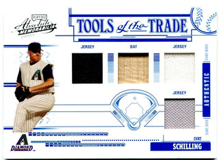 Curt Schilling Playoff Absolute Memorabilia Tools of the Trade Triple Jersey and Bat Card 2005