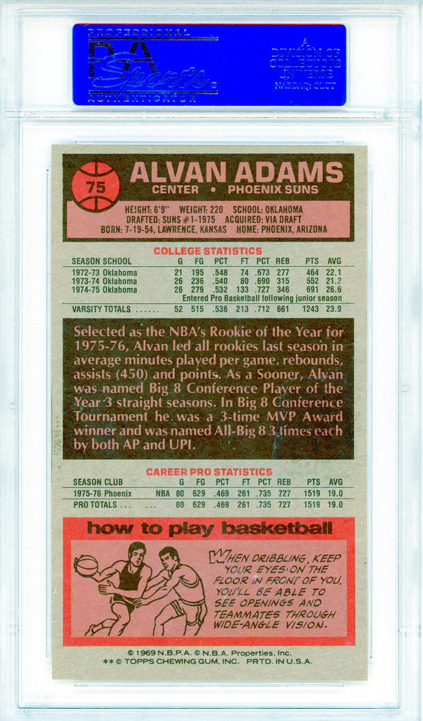 Alvan Adams 1976 Topps Card #75 (PSA Mint 9)