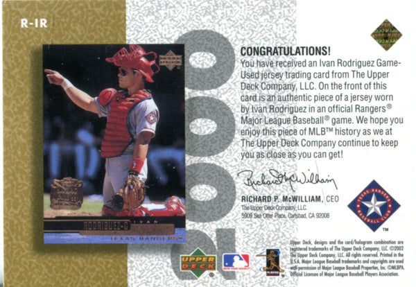 Ivan Rodriguez 2002 Upper Deck Game Used Jersey Card 23/275