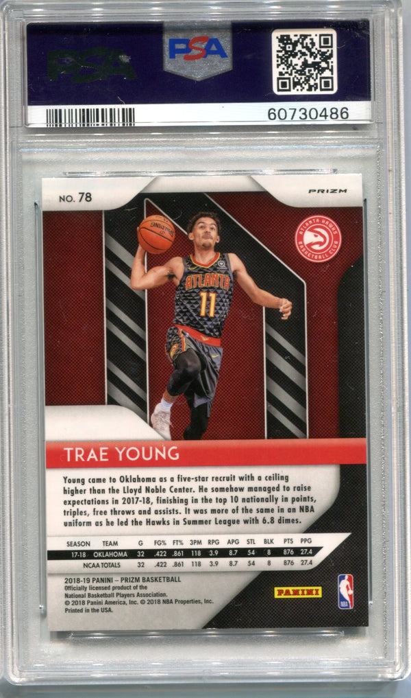 Trae Young 2018 Panini Ruby Wave Prizm #78 PSA Mint 9 RC