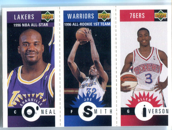 Shaquille O'Neil, Joe Smith, & Allen Iverson 1996 Unsigned Combo Card