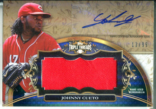 Johnny Cueto Autographed Topps Triple Thread Jersey Card #13/99