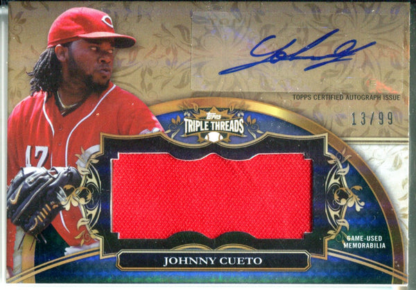 Johnny Cueto Autographed Topps Triple Thread Jersey Card #13/99