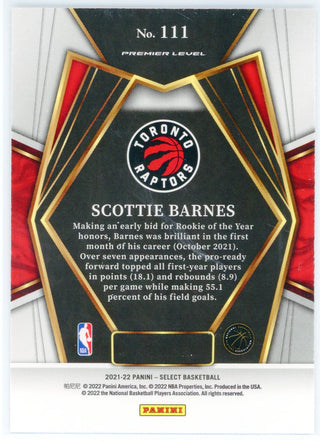 Scottie Barnes 2021-22 Panini Select Premier League Rookie Card #111