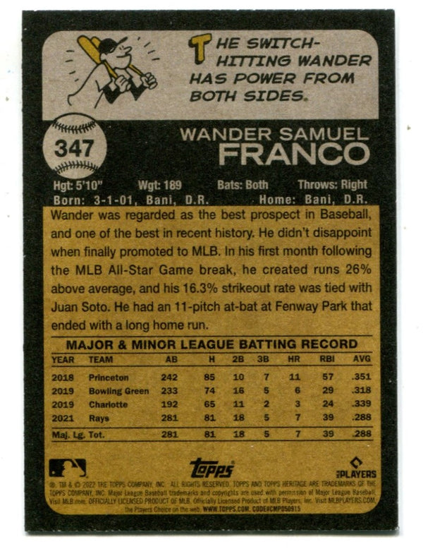 Wander Franco 2022 Topps Heritage #347 RC