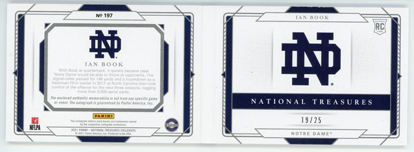 Ian Book Autographed 2021 Panini National Treasures Collegiate Rookie Booklet Card