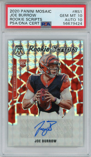 Joe Burrow Autographed 2020 Panini Mosaic Rookie Scripts Card #RS1 (PSA Gem Mint 10/10)