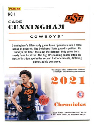 Cade Cunningham 2021 Panini Chronicles Draft Picks #1 RC