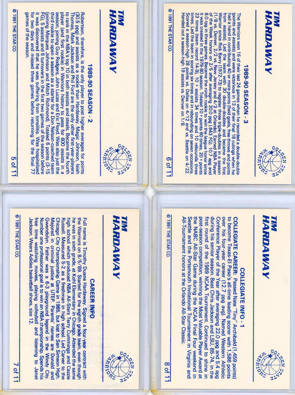 Tim Hardaway 1990 Star Card Set (1-11)