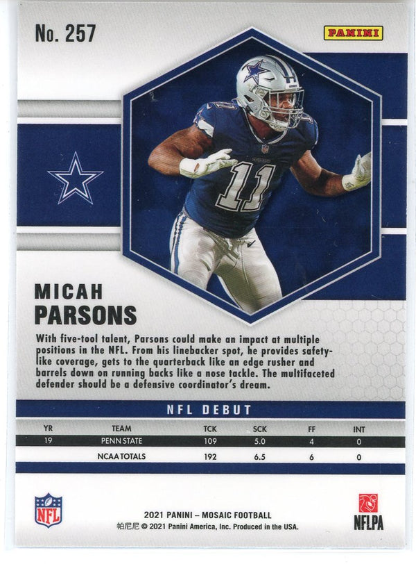 Micah Parsons 2021 Panini Mosaic NFL Debut Rookie Card #257