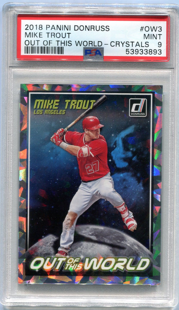 Mike Trout 2018 Panini Donruss Out of this World Crystals (PSA 9)