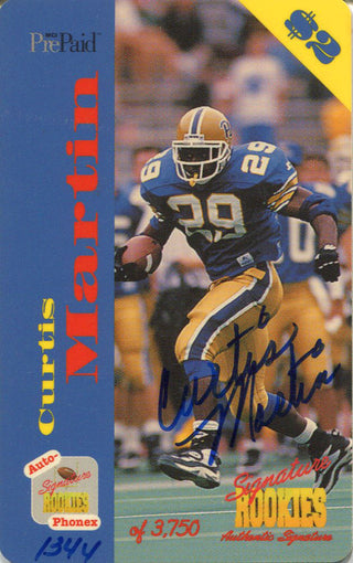 Curtis Martin Autographed Rookie Pre-paid Phone Card