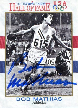 Bob Mathias Autographed 1991 Impel Olympic HOF Card