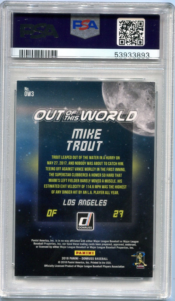 Mike Trout 2018 Panini Donruss Out of this World Crystals (PSA 9)