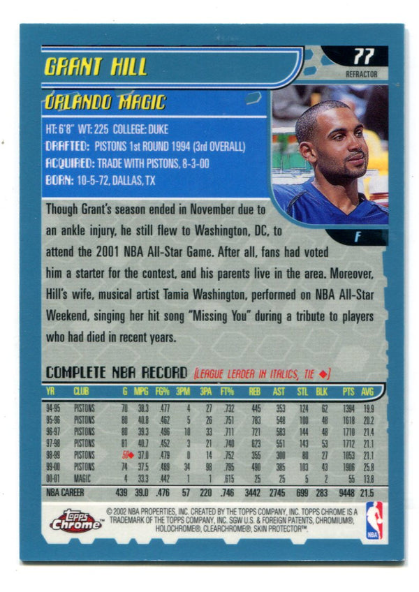 Grant Hill 2002 Topps Chrome #77 Refractor Card