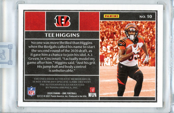 Tee Higgins Autographed 2020 Panini One Rookie Patch Encased Card #10