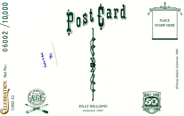 Billy Williams Autographed Perez-Steele Postcard #6002/10000