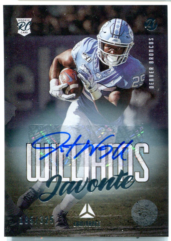 Javonte Williams 2021 Panini Luminance Autographed Rookie Card #185/325