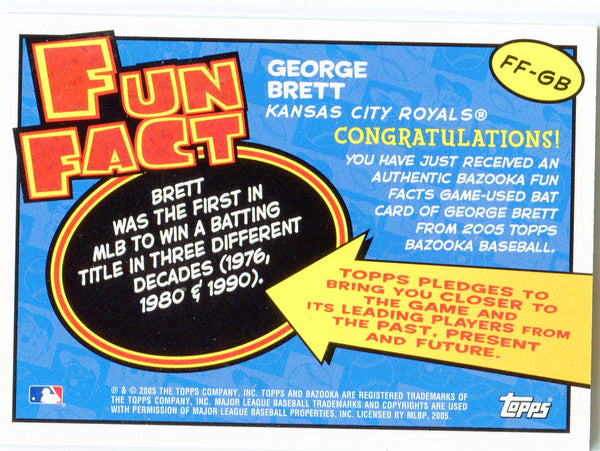 George Brett 2005 Topps Bazooka Game Used Bat Card