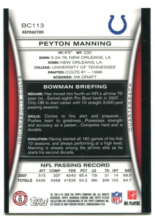 Peyton Manning Bowman Chrome 2008