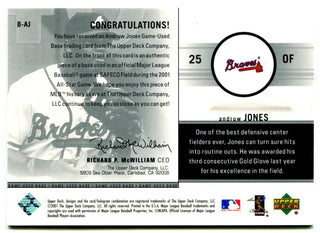 Andruw Jones Upper Deck Game Used Base Card