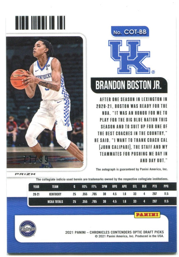 Brandon Boston Optic College Ticket Rookie Auto