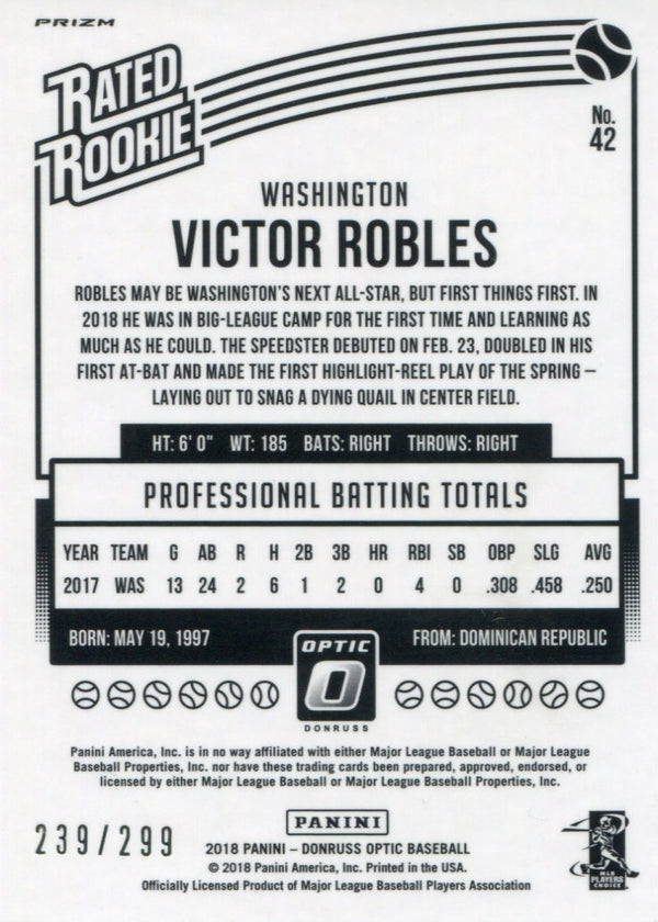 Victor Robles 2018 Donruss Optic Teal Rookie Card /299
