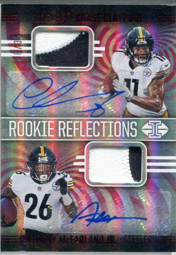 Chase Claypool & Anthony McFarland 2020 Illusions Dual Patch/Dual Autographed Rookie Card #8/35