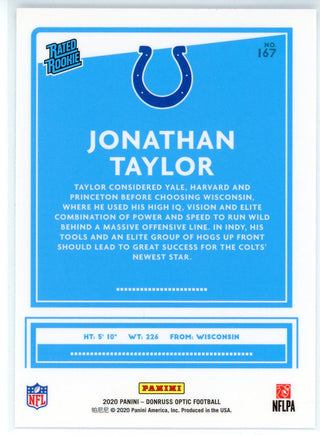 Jonathan Taylor 2020 Panini Donruss Optic Rated Rookie Card #167