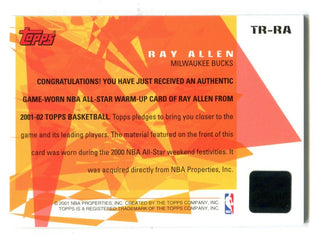 Ray Allen 2001 Topps #TRRA Game-Worn Jersey Card