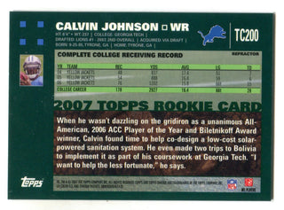 Calvin Johnson 2007 Topps Chrome #TC200 Refractor Card