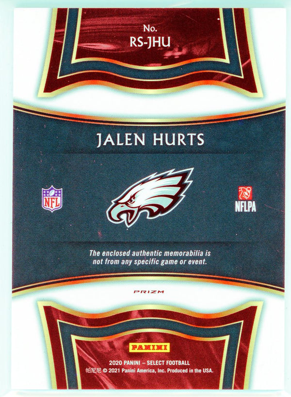 Jalen Hurts 2020 Panini Select Red Prizm Rookie Patch Card #RS-JHU