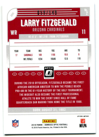 Larry Fitzgerald 2018 Panini Donruss Optic Prizm Card 59/149