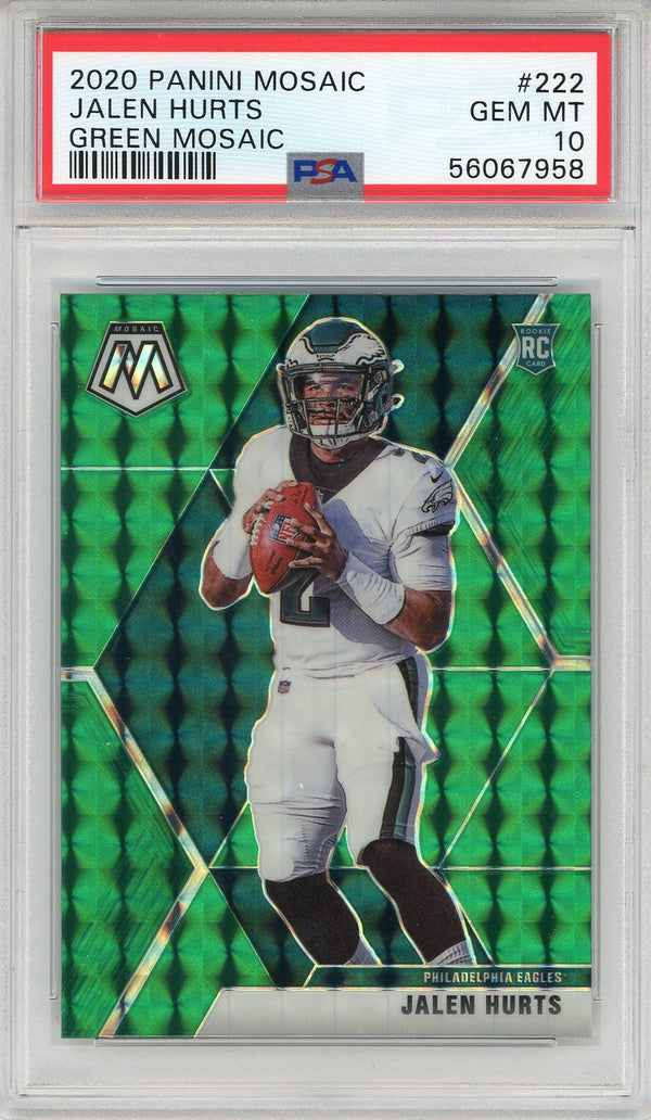 Jalen Hurts 2020 Panini Mosaic Green Rookie Card #222 (PSA)
