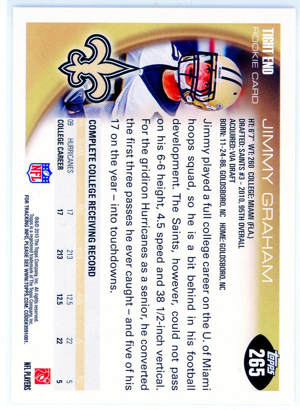 Jimmy Graham 2010 Topps Rookie Card #265